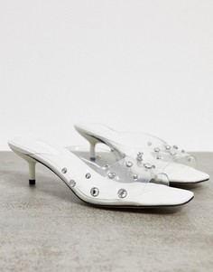 Белые мюли с прозрачным верхом Topshop-Белый