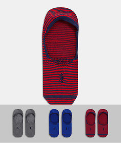 Набор из 3 пар невидимых носков (темно-синие в полоску/ серые/ синие в полоску) Polo Ralph Lauren-Черный