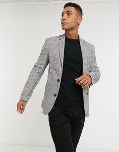 Серый приталенный пиджак в клетку New Look