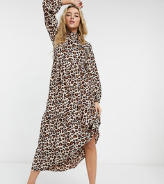 Платье с ярусной юбкой и леопардовым принтом Verona-Коричневый
