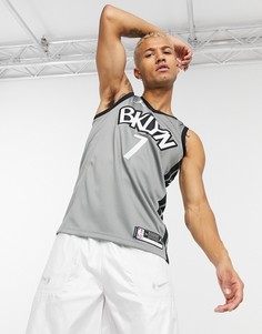Серая майка с логотипом "Jordan Brooklyn Nets" Nike Basketball-Серый