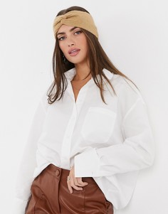 Трикотажная повязка на голову бежевого цвета Vero Moda-Коричневый