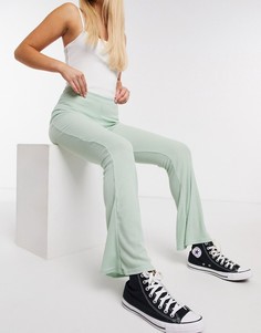 Расклешенные брюки в рубчик пастельного цвета Daisy Street-Зеленый