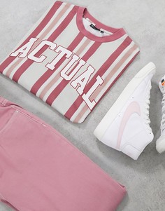 Oversized-футболка с вертикальными полосками и логотипом ASOS Actual-Розовый