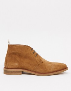 Светло-коричневые кожаные ботинки на кубинском каблуке Topman-Светло-коричневый