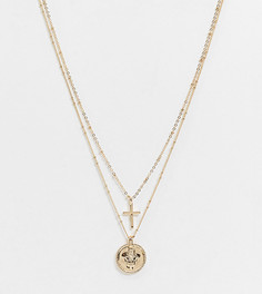 Эксклюзивное золотистое ожерелье в несколько рядов DesignB London Curve-Золотой