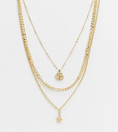 Набор из 3 ожерелий с подвеской DesignB London Curve-Золотой