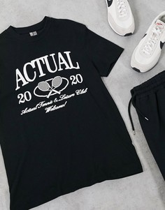 Черная футболка с принтом логотипа спереди ASOS Actual-Черный