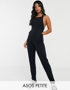 Черный трикотажный комбинезон ASOS DESIGN petite