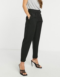 Черные классические брюки с завышенной талией и складками спереди Y.A.S-Черный