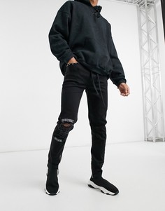 Черные джинсы скинни с вышивкой на колене The Couture Club-Черный