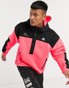 Розовый топ с короткой молнией и контрастными вставками adidas Training