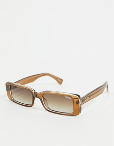 Бежевые узкие квадратные солнцезащитные очки Quay Eyeware-Коричневый