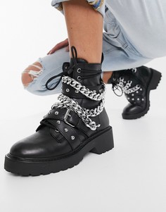 Черные массивные ботинки с цепями Steve Madden Temina-Черный цвет