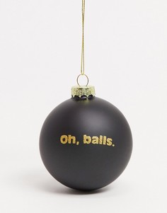 Новогодняя игрушка с надписью "oh balls" Typo-Черный