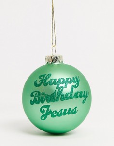 Елочный шар Typo с надписью «Happy Birthday Jesus»-Зеленый