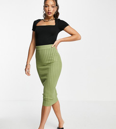 Вязаная юбка с узором «косичка» цвета хаки от комплекта Missguided Tall-Зеленый