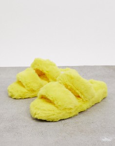 Желтые пушистые тапочки Simmi London-Желтый
