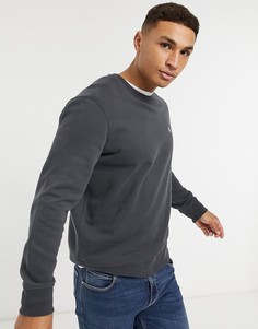 Выбеленный черный свитшот с круглым вырезом и маленьким логотипом Abercrombie & Fitch