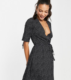 Платье с запахом и завязками на рукавах в лавандовый горошек Influence Tall-Мульти