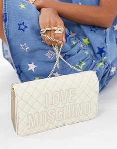 Стеганая сумка через плечо цвета слоновой кости с цепочкой Love Moschino-Кремовый