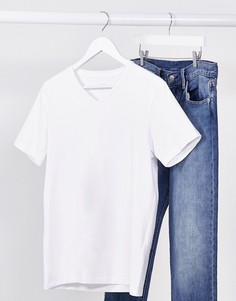Белая футболка с V-образным вырезом Celio-Белый