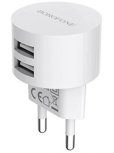 Зарядное устройство Borofone BA23A Brilliant 2xUSB - Lightning 2.4A White УТ000021838