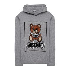 Хлопковый пуловер с капюшоном Moschino