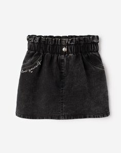 Чёрная джинсовая юбка с высокой талией для девочки Gloria Jeans