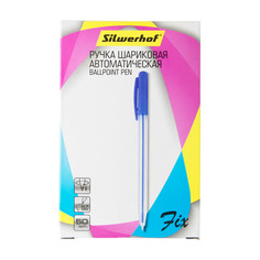 Ручка шариков. Silwerhof Fix d=0.7мм синие автоматическая одноразовая ручка линия 0.5мм поворотный 50 шт./кор.