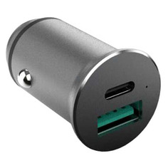 Автомобильное зарядное устройство Vipe, USB + USB type-C, 3A, серый [vpcchmet30wbrn] Noname