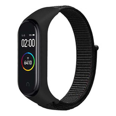 Ремешок DF xiNylonband-01 для Xiaomi Mi Band 3/4/5 черный (DF XINYLONBAND-01)