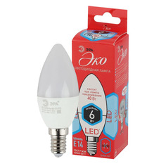 Упаковка ламп LED Эра E14, свеча, 6Вт, 4000К, белый нейтральный, ECO LED B35-6W-840-E14, 5 шт. [б0020619] ERA