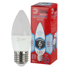 Упаковка ламп LED Эра E27, свеча, 6Вт, 4000К, белый нейтральный, ECO LED B35-6W-840-E27, 5 шт. [б0020621] ERA