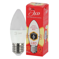 Упаковка ламп LED Эра E27, свеча, 6Вт, 2700К, белый теплый, ECO LED B35-6W-827-E27, 5 шт. [б0020620] ERA