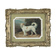 Картина Glasar в прямоугольной раме белая собака, 27x2x32 см ГЛАСАР