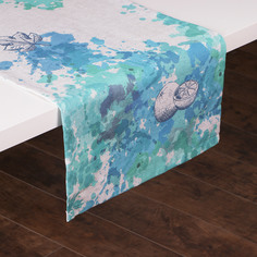 Дорожка для стола Morbiflex casa с водоотталкивающей пропиткой белая с голубым 40х140 см