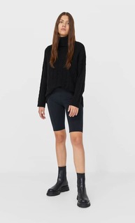Stradivarius Свитер Оверсайз С Высоким Горлом Женская Коллекция Черный S
