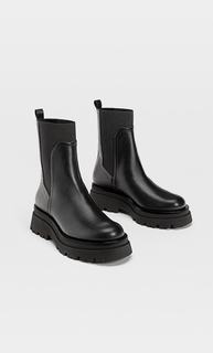 Stradivarius Ботильоны На Рифленой Подошве Женская Коллекция Черный 37
