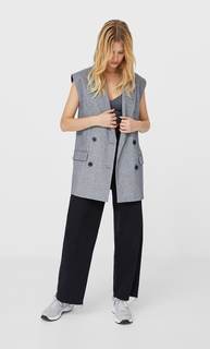 Stradivarius Жилет Оверсайз Женская Коллекция Темно-Серый S