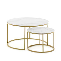Набор приставных столиков leonor (2 шт) (la forma) золотой 46 см.