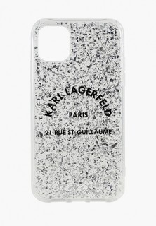 Чехол для iPhone Karl Lagerfeld 11 Pro, Liquid glitter Rue Saint Guillaume Hard Silver
