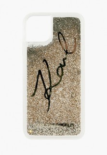 Чехол для iPhone Karl Lagerfeld 11 Pro, Liquid glitter Karl signature Hard Transp/Gold