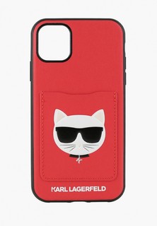 Чехол для iPhone Karl Lagerfeld 11, PU Leather with cardslot Choupettes Head Hard Red
