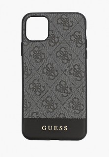 Чехол для iPhone Guess 11 Pro Max, 4G PU Stripe Metal logo Hard Grey