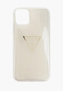 Чехол для iPhone Guess 11, Triangle logo Hard TPU Glitter Gold