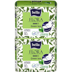 Прокладки Bella Flora Green tea с экстрактом зеленого чая, 4 капли, 20 шт