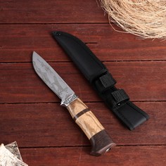 Нож охотничий мастер к, рукоять дерево с бронзой, клинок 11 см