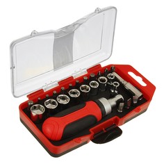 Отвертка с набором бит и головок тундра, реверсивная, 2к рукоятка, в кейсе, 26 предметов Tundra