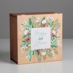 Ящик деревянный с магнитом happy new year, 20 × 20 × 10 см Дарите Счастье